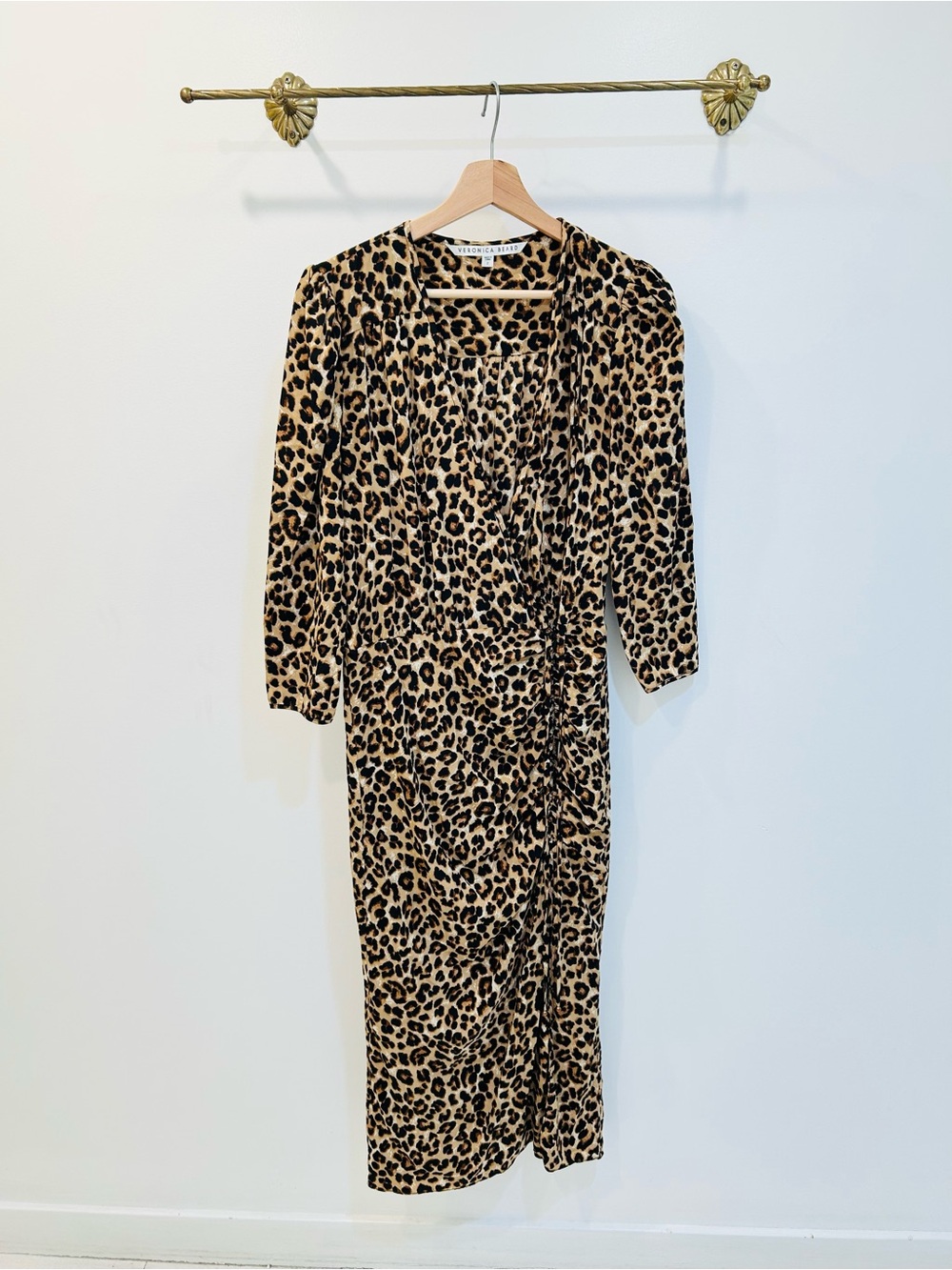Veronica Beard Arielle Leopard-Print Wrap Midi Dress Size 2